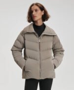 High Neck Puffer Jacket with Internal Waist Cinch