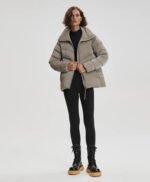 High Neck Puffer Jacket with Internal Waist Cinch