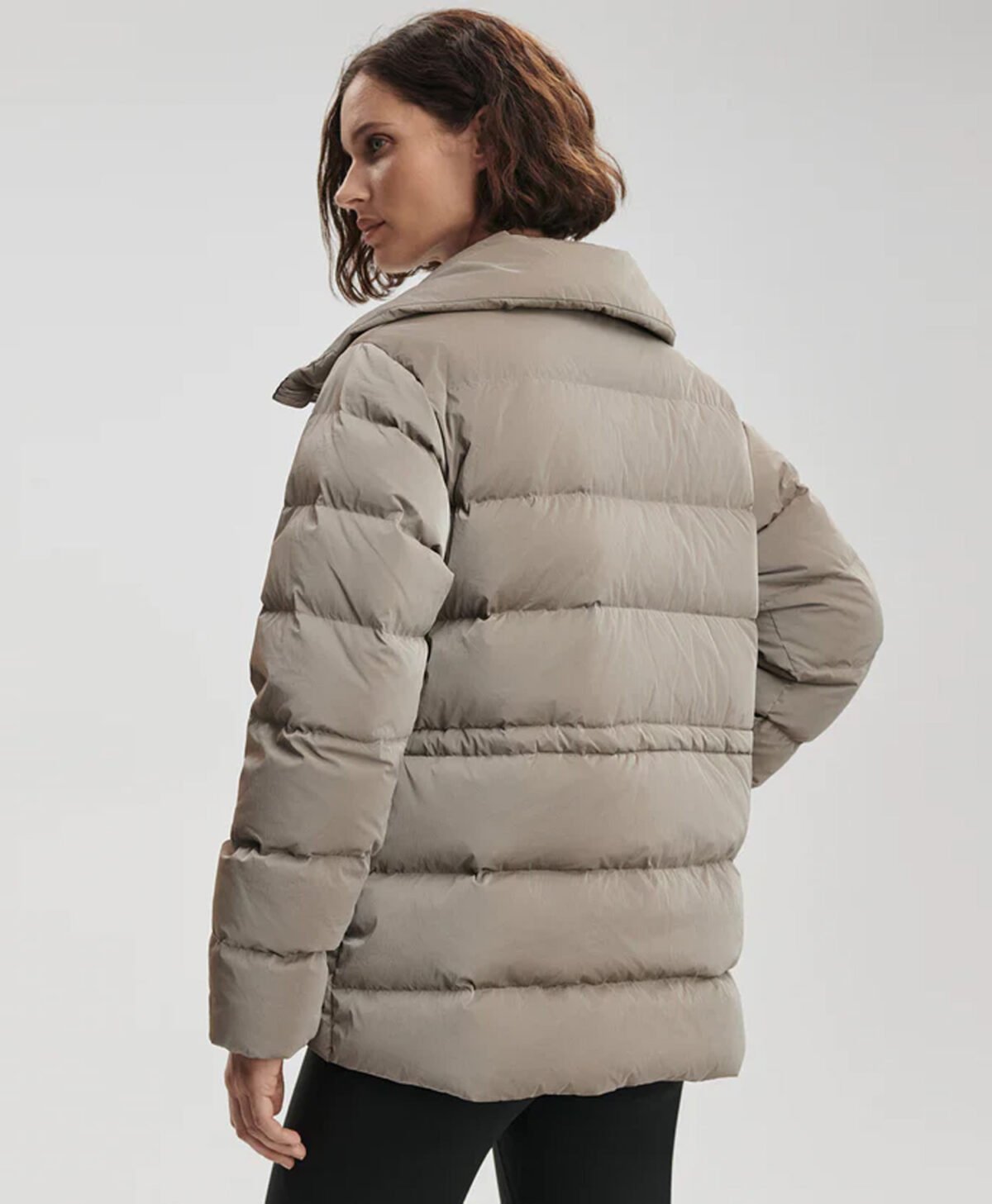 High Neck Puffer Jacket with Internal Waist Cinch