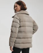 High Neck Puffer Jacket with Internal Waist Cinch