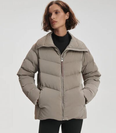 High Neck Puffer Jacket with Internal Waist Cinch