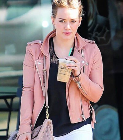 Hilary Duff Leather Pink Jacket