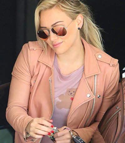 Hilary Duff Leather Pink Jacket