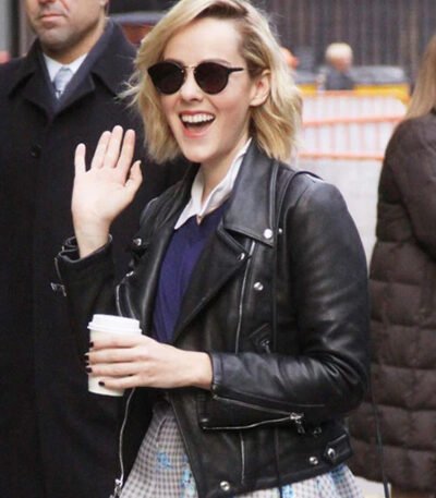 Jena Malone Black Leather Jacket