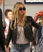 Jennifer Lawrence Black Leather Jacket