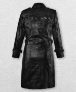 Jennifer Lopez Black Leather Trench Coat