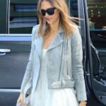 Jessica Alba Gray Leather Jacket