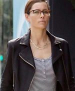 Jessica Biel Rocks Black Leather Jacket