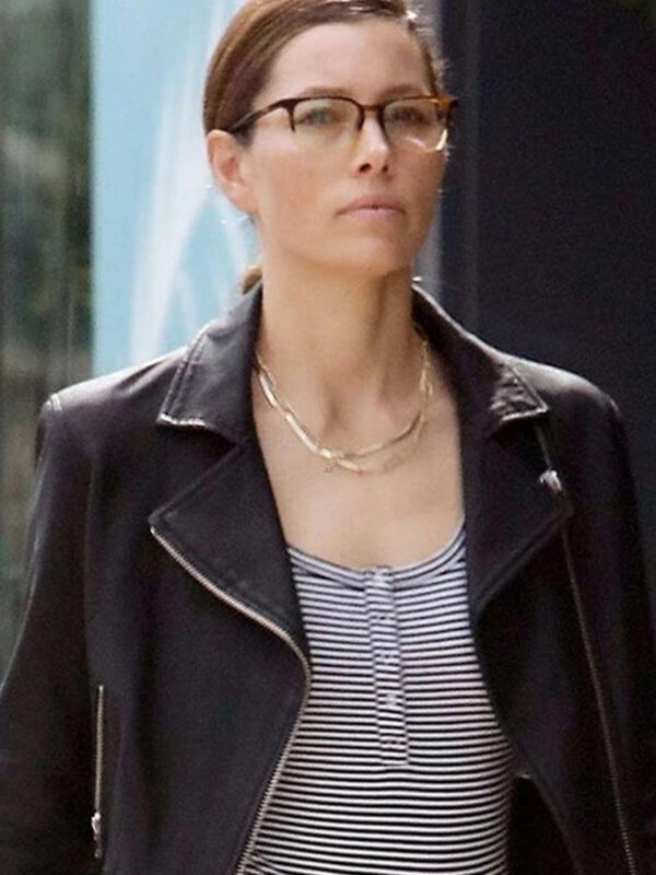 Jessica Biel Rocks Black Leather Jacket