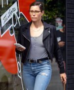 Jessica Biel Rocks Black Leather Jacket