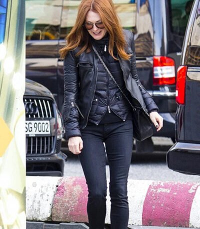 Julianne Moore Black Leather Jacket