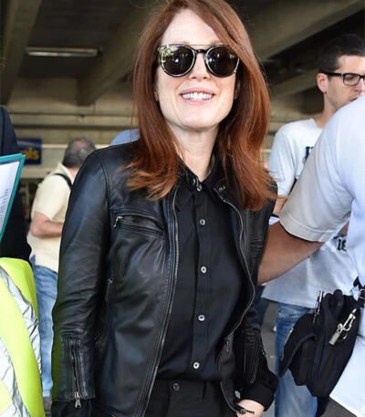 Julianne Moore Black Leather Jacket