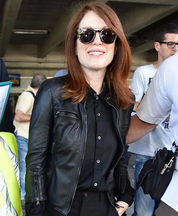 Julianne Moore Black Leather Jacket