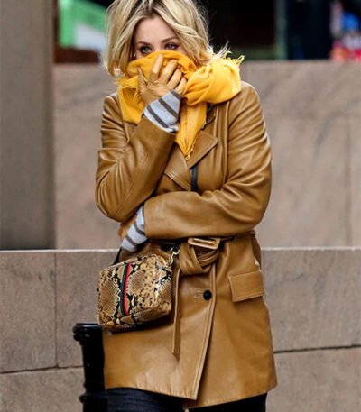 Kaley Cuoco The Flight Attendant Trench Leather Coat