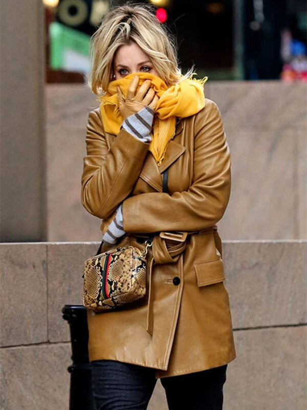 Kaley Cuoco The Flight Attendant Trench Leather Coat