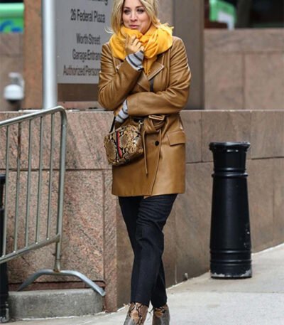 Kaley Cuoco The Flight Attendant Trench Leather Coat