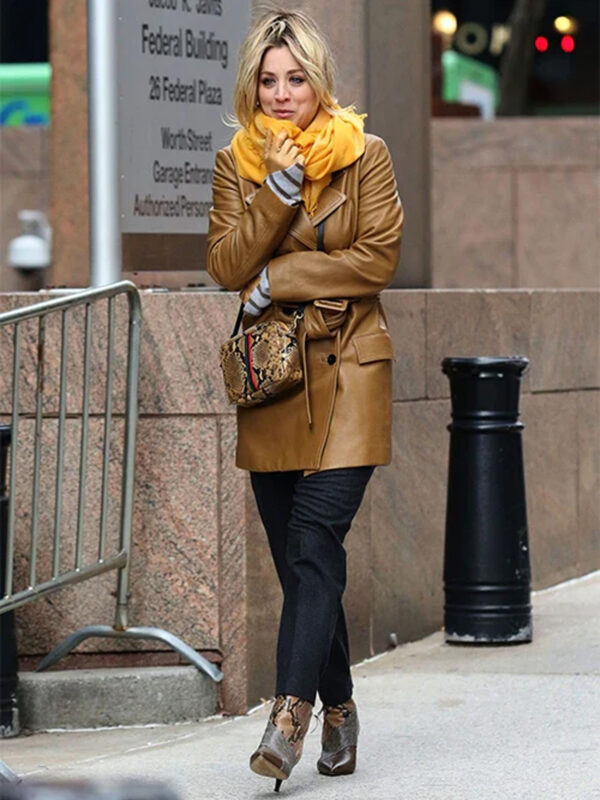 Kaley Cuoco The Flight Attendant Trench Leather Coat