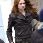 Karen Gillan Black Leather Jacket
