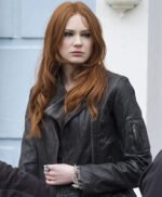 Karen Gillan Black Leather Jacket