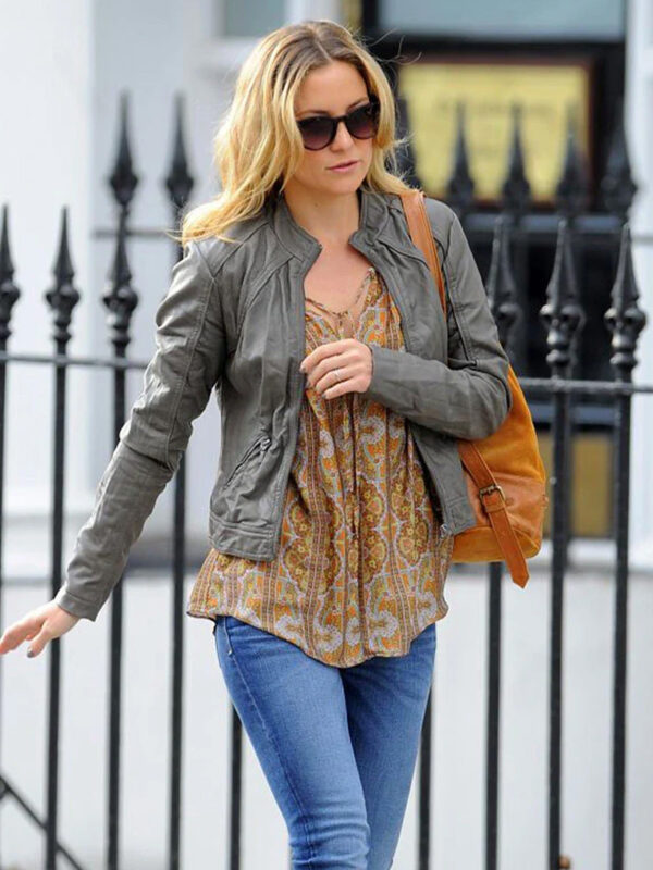 Kate Hudson Gray Leather Jacket