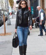 Katie Holmes Black Leather Jacket