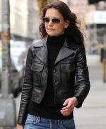 Katie Holmes Black Leather Jacket