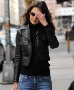 Katie Holmes Black Leather Jacket