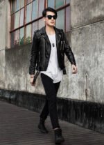 Men’s Multi Zipper Biker Genuine Style Leather Jackets by TJS