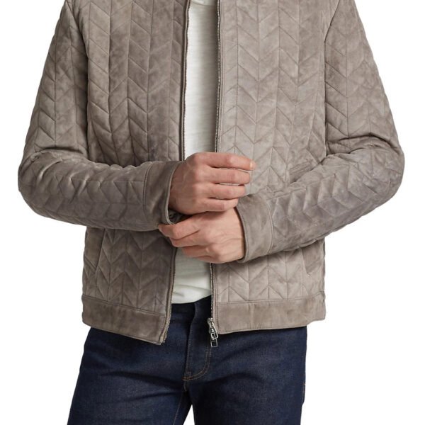 Padded Real Suede Biker Leather Jacket