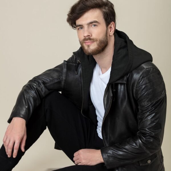 Hoodie Bomber Fit Decant Leather Jacket