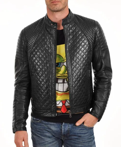 Classic Black Quilted Leather Jacket