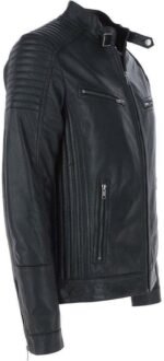 Zipped Motorcycle Style Leather Jacket