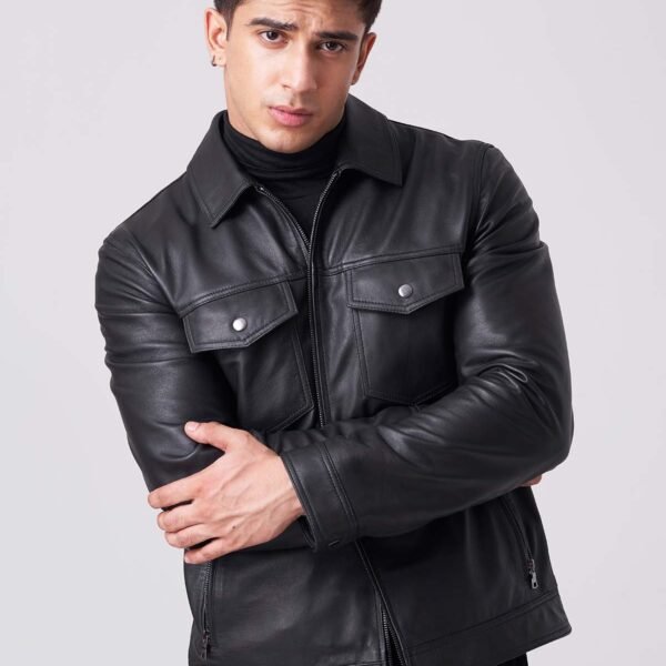 Men Shadow Luxe Leather Jacket