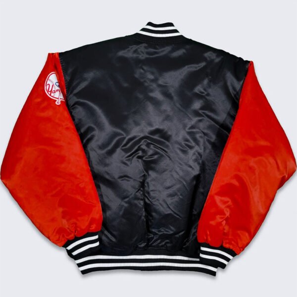 90's NY Yankees Black and Red Satin Jacket