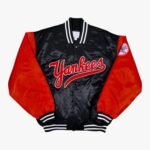 90's NY Yankees Black and Red Satin Jacket