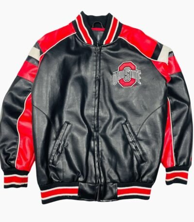 90s Vintage Ohio State Buckeyes Leather Jacket USA