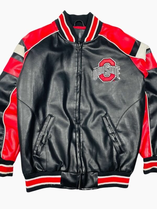 90s Vintage Ohio State Buckeyes Leather Jacket USA