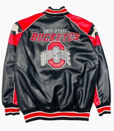 90s Vintage Ohio State Buckeyes Leather Jacket USA