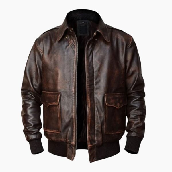 A2 Aviator Navy Distressed Brown Mens Bomber Flight Jacket