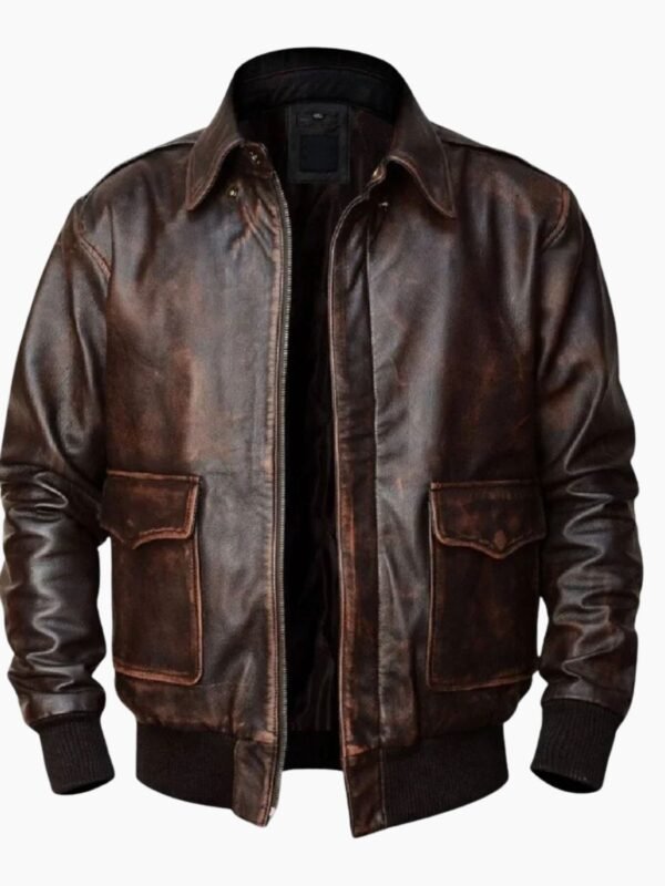A2 Aviator Navy Distressed Brown Mens Bomber Flight Jacket