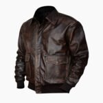 A2 Aviator Navy Distressed Brown Mens Bomber Flight Jacket