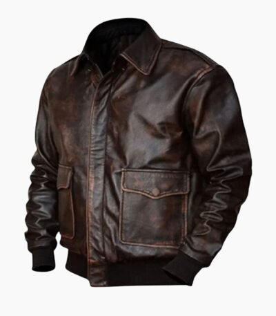 A2 Aviator Navy Distressed Brown Mens Bomber Flight Jacket