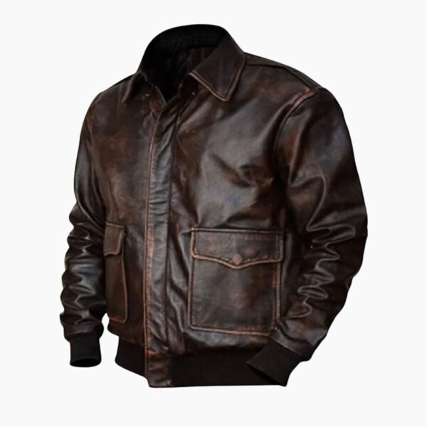 A2 Aviator Navy Distressed Brown Mens Bomber Flight Jacket