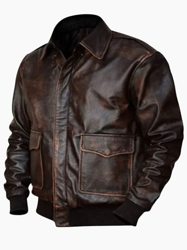 A2 Aviator Navy Distressed Brown Mens Bomber Flight Jacket