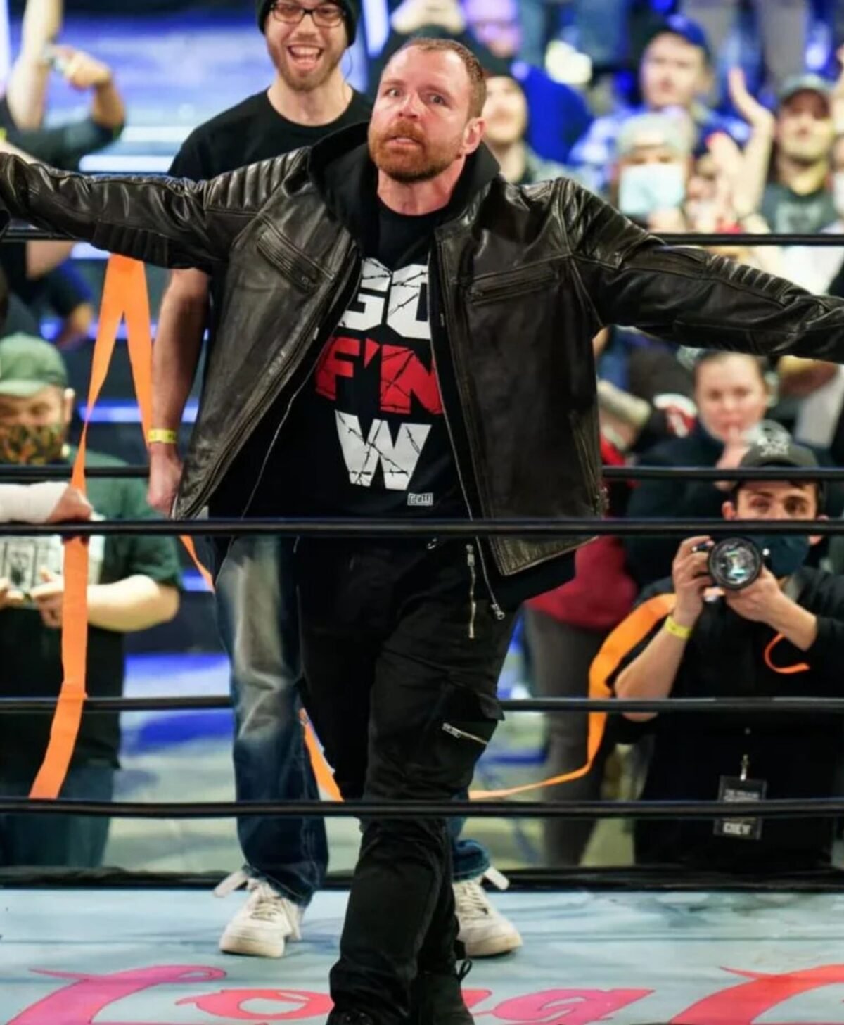 AEW Jon Moxley Returns Stylish Black Leather Jacket