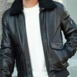Air Force Leather Bomber Jacket Faux Fur Collar