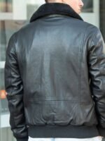 Air Force Leather Bomber Jacket Faux Fur Collar