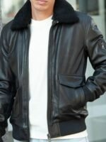 Air Force Leather Bomber Jacket Faux Fur Collar