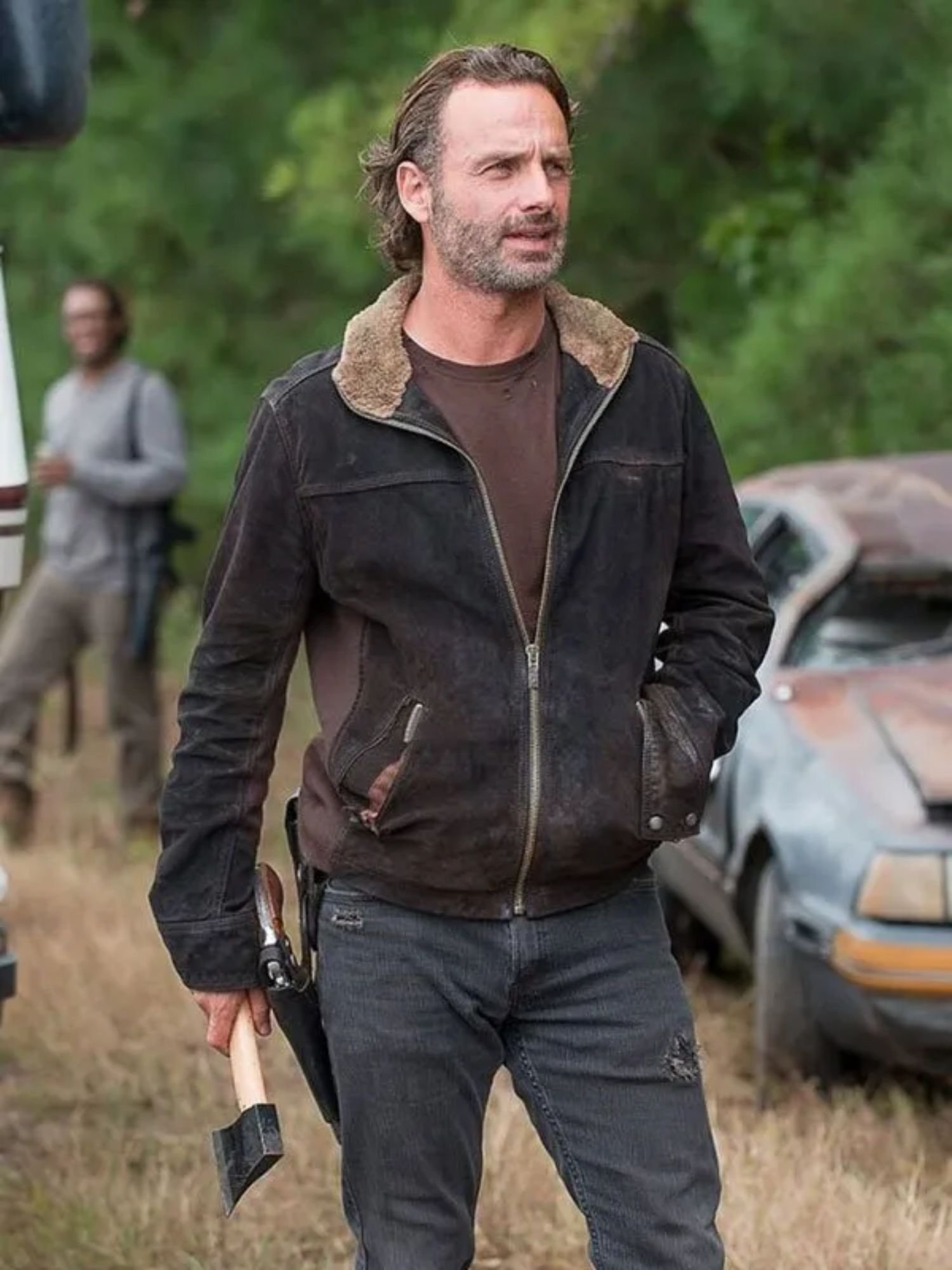 Andrew Lincoln The Walking Dead S05 Brown Leather Jacket Andrew Lincoln The Walking Dead S05 Brown Leather Jacket