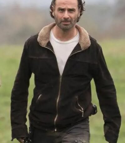 Andrew Lincoln The Walking Dead S05 Brown Leather Jacket